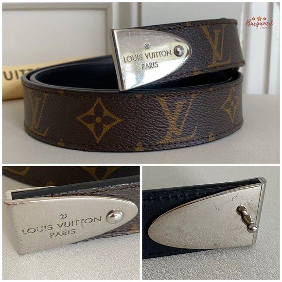 Authentic Louis Vuitton Brown Monogram Canvas Leather Buckle Belt 85/34 - MP075 - Picture 2 of 12